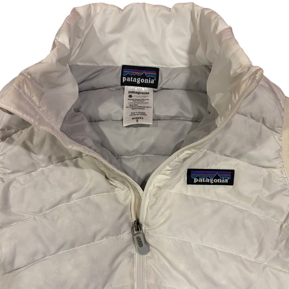 PATAGONIA Women's Down Sweater Vest SMALL White Goose Down Puffer Quilted